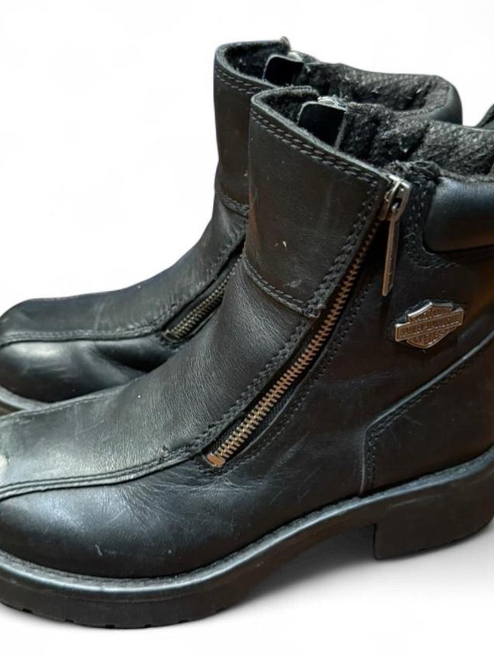 Y2K Harley Davidson Black Leather Side Zip Biker Boots